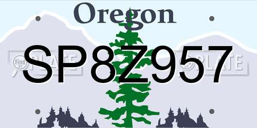 SP8Z957 Oregon License Plate