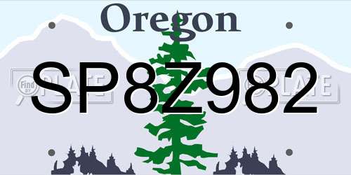 SP8Z982 Oregon License Plate