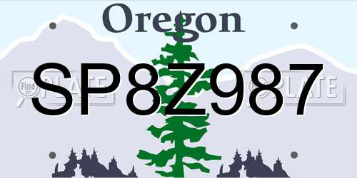 SP8Z987 Oregon License Plate