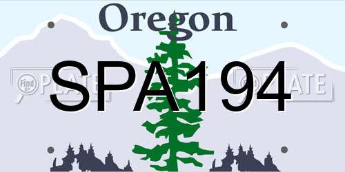 SPA194 Oregon License Plate