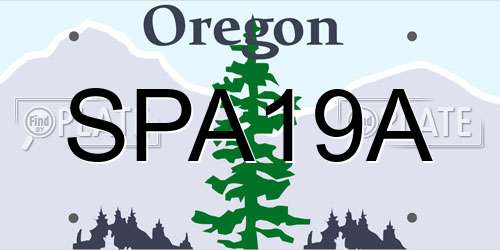 SPA19A Oregon License Plate