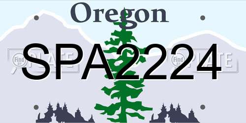 SPA2224 Oregon License Plate