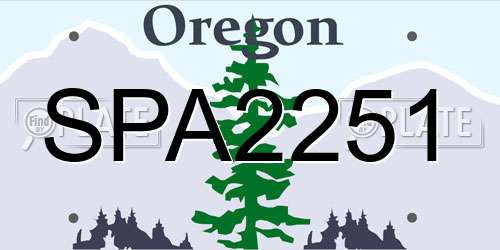 SPA2251 Oregon License Plate