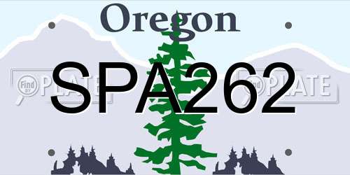 SPA262 Oregon License Plate