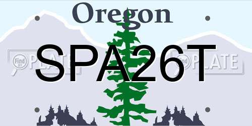 SPA26T Oregon License Plate