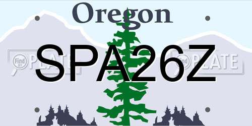SPA26Z Oregon License Plate