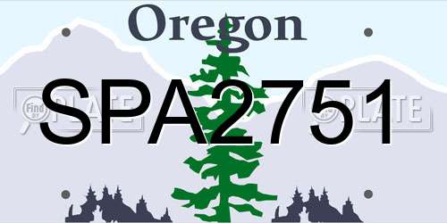 SPA2751 Oregon License Plate