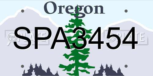 SPA3454 Oregon License Plate