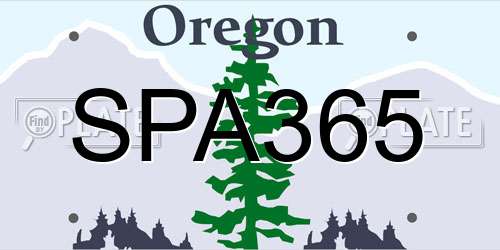 SPA365 Oregon License Plate