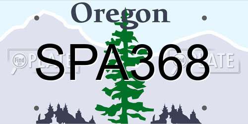 SPA368 Oregon License Plate