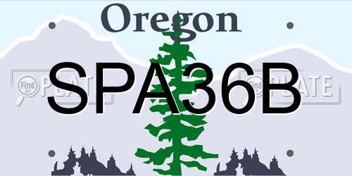 SPA36B Oregon License Plate