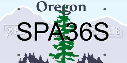 SPA36S Oregon License Plate