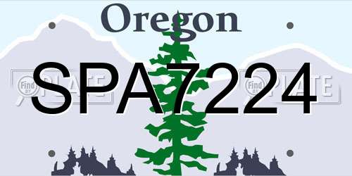 SPA7224 Oregon License Plate