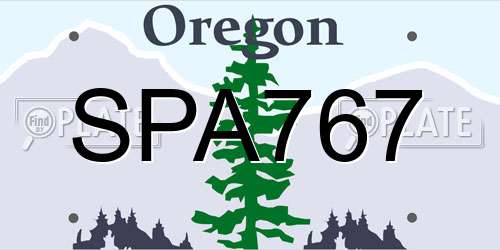 SPA767 Oregon License Plate