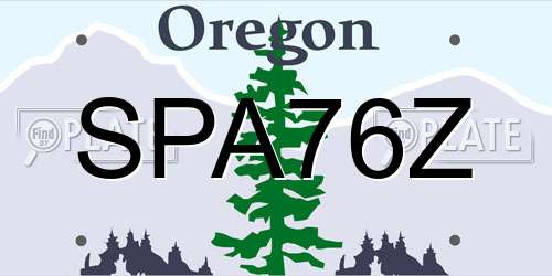SPA76Z Oregon License Plate