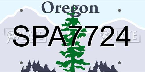 SPA7724 Oregon License Plate