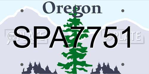 SPA7751 Oregon License Plate