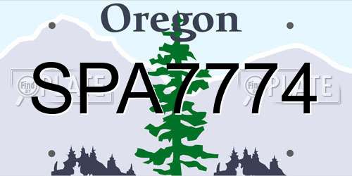 SPA7774 Oregon License Plate