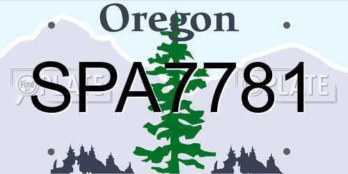 SPA7781 Oregon License Plate