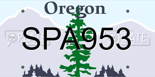 SPA953 Oregon License Plate