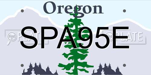 SPA95E Oregon License Plate