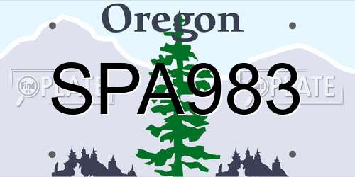 SPA983 Oregon License Plate