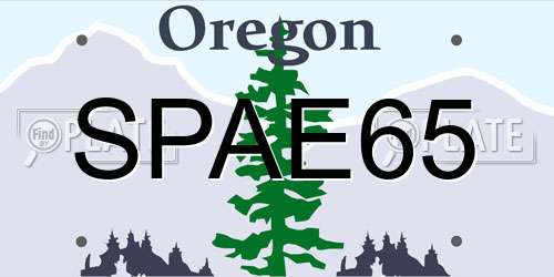 SPAE65 Oregon License Plate