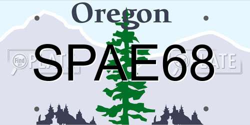 SPAE68 Oregon License Plate