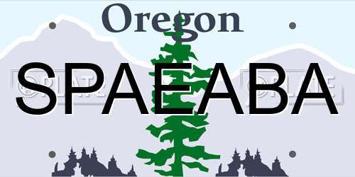 SPAEABA Oregon License Plate