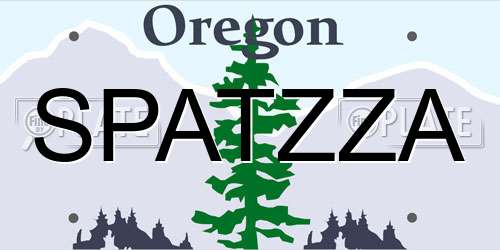 SPATZZA Oregon License Plate
