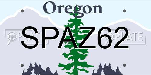 SPAZ62 Oregon License Plate