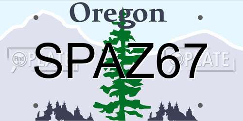 SPAZ67 Oregon License Plate