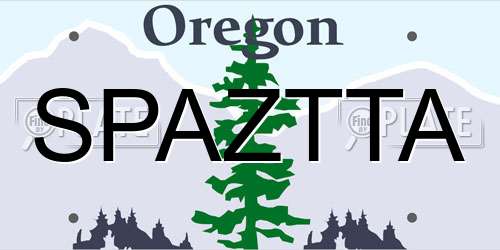 SPAZTTA Oregon License Plate
