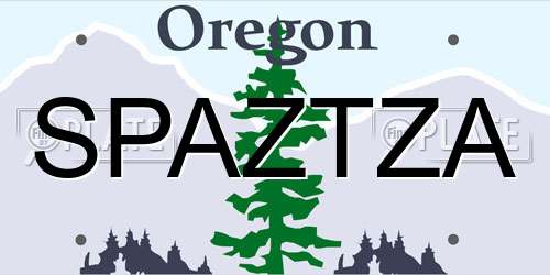 SPAZTZA Oregon License Plate