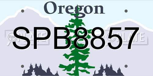 SPB8857 Oregon License Plate