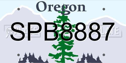 SPB8887 Oregon License Plate