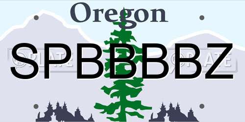 SPBBBBZ Oregon License Plate