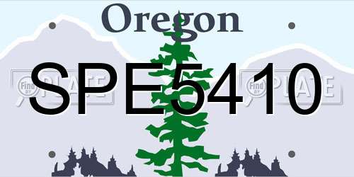SPE5410 Oregon License Plate