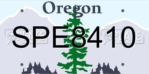 SPE8410 Oregon License Plate