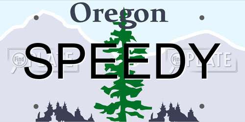 SPEEDY Oregon License Plate