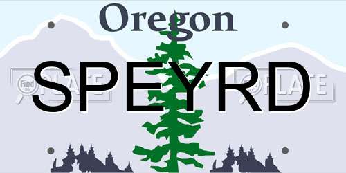 SPEYRD Oregon License Plate