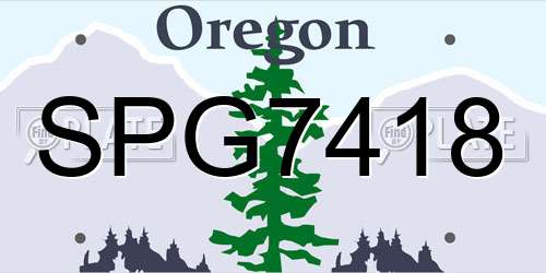 SPG7418 Oregon License Plate