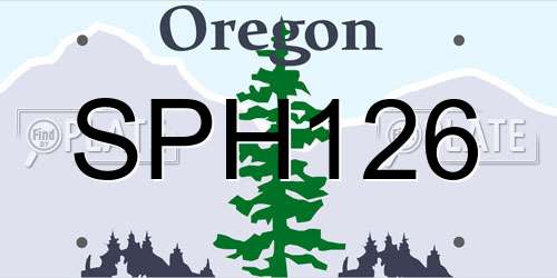 SPH126 Oregon License Plate