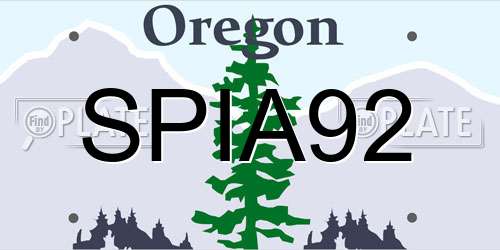 SPIA92 Oregon License Plate