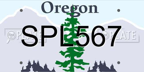 SPL567 Oregon License Plate