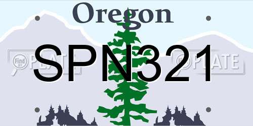 SPN321 Oregon License Plate