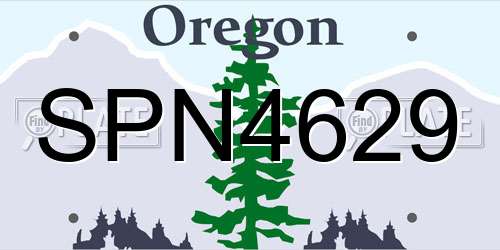SPN4629 Oregon License Plate