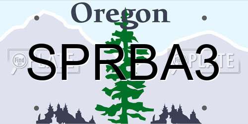 SPRBA3 Oregon License Plate