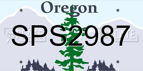 SPS2987 Oregon License Plate
