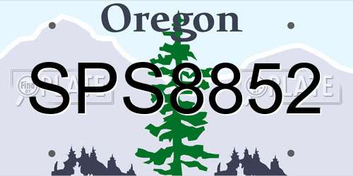SPS8852 Oregon License Plate
